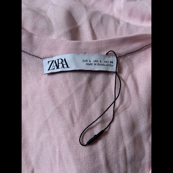 New Zara Tank Top Large Womens Pink Scoop Neck Muscle Shirt Microfiber Knit - Picture 5 of 6